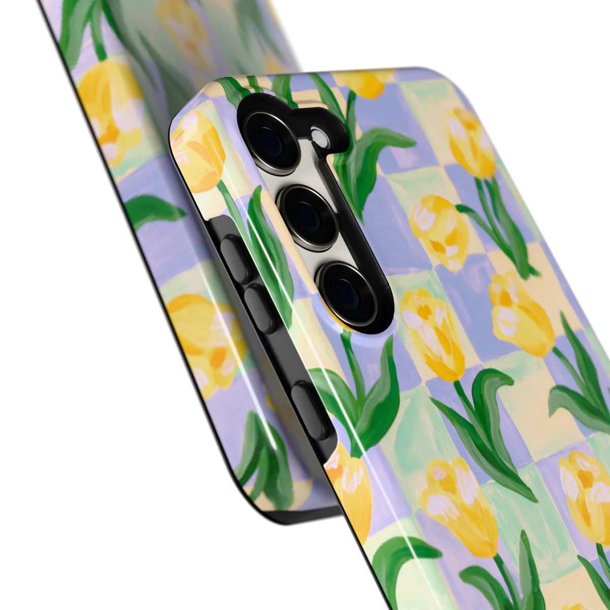 Tulpen Schaakbord hoesje voor Galaxy S23+, close-up
