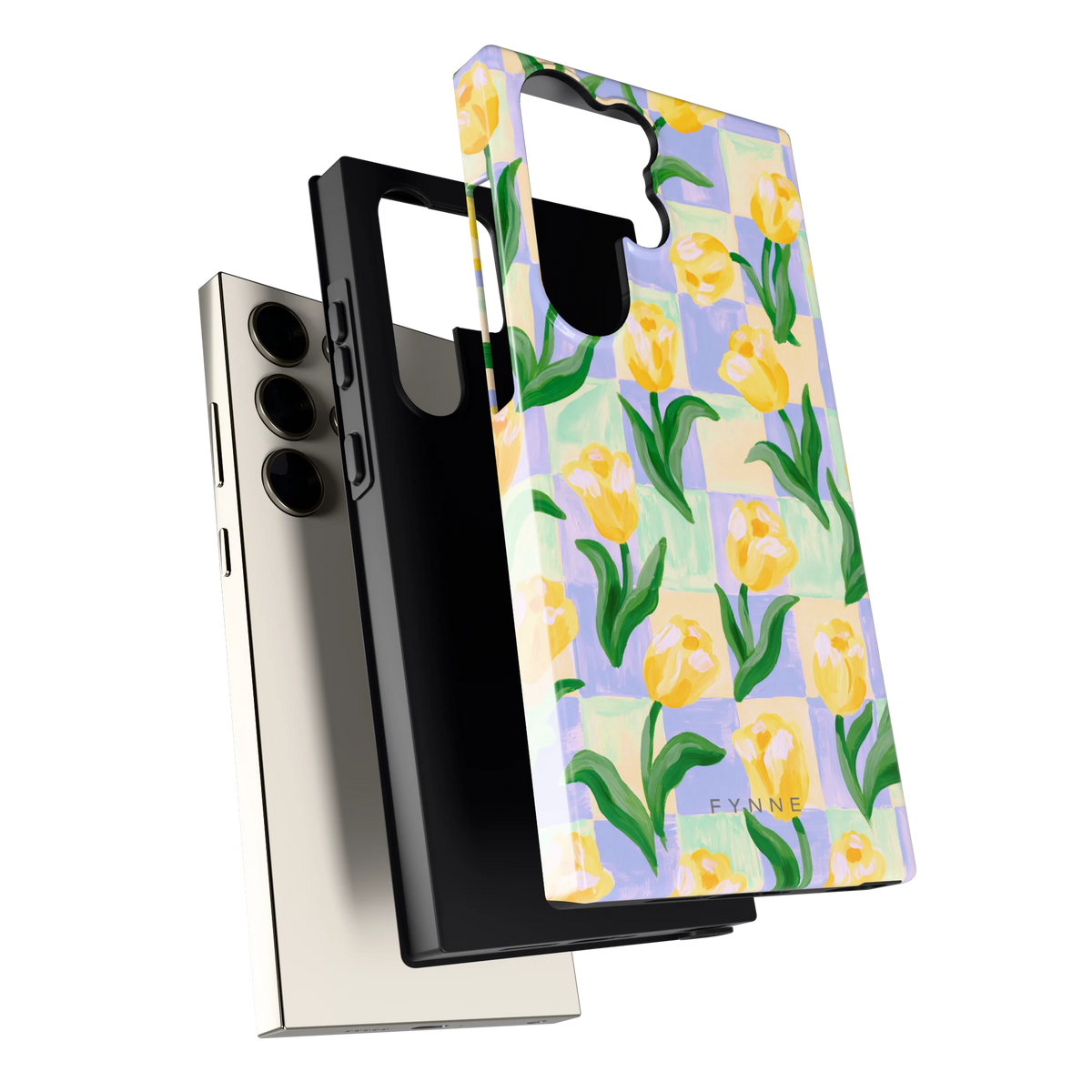 Tulpen Schaakbord hoesje voor Galaxy S23 Ultra, los van de telefoon