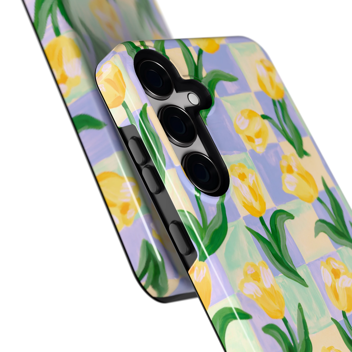 Tulpen Schaakbord hoesje voor Galaxy S24+, close-up