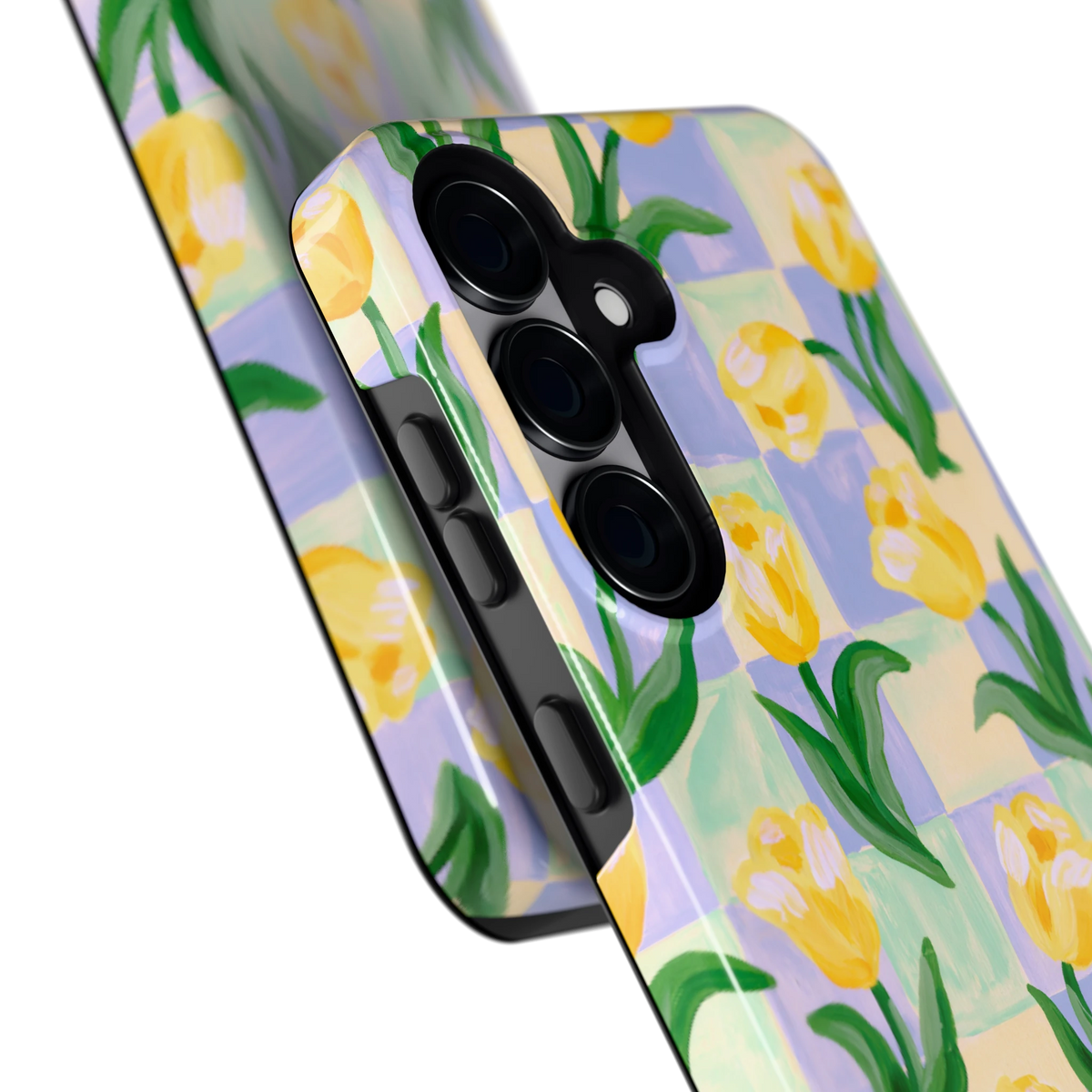 Tulpen Schaakbord hoesje voor Galaxy S25, close-up