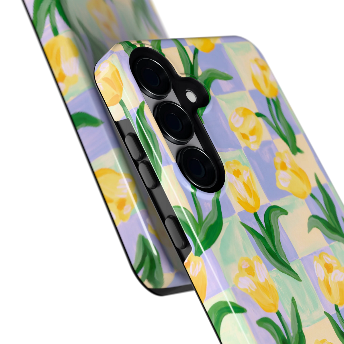 Tulpen Schaakbord hoesje voor Galaxy S25+, close-up