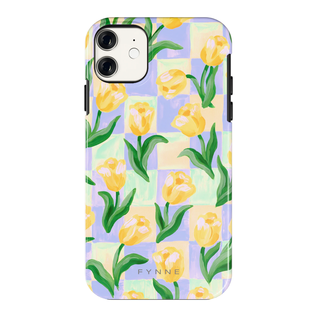 Tulpen Schaakbord hoesje voor iPhone 11, achterkant