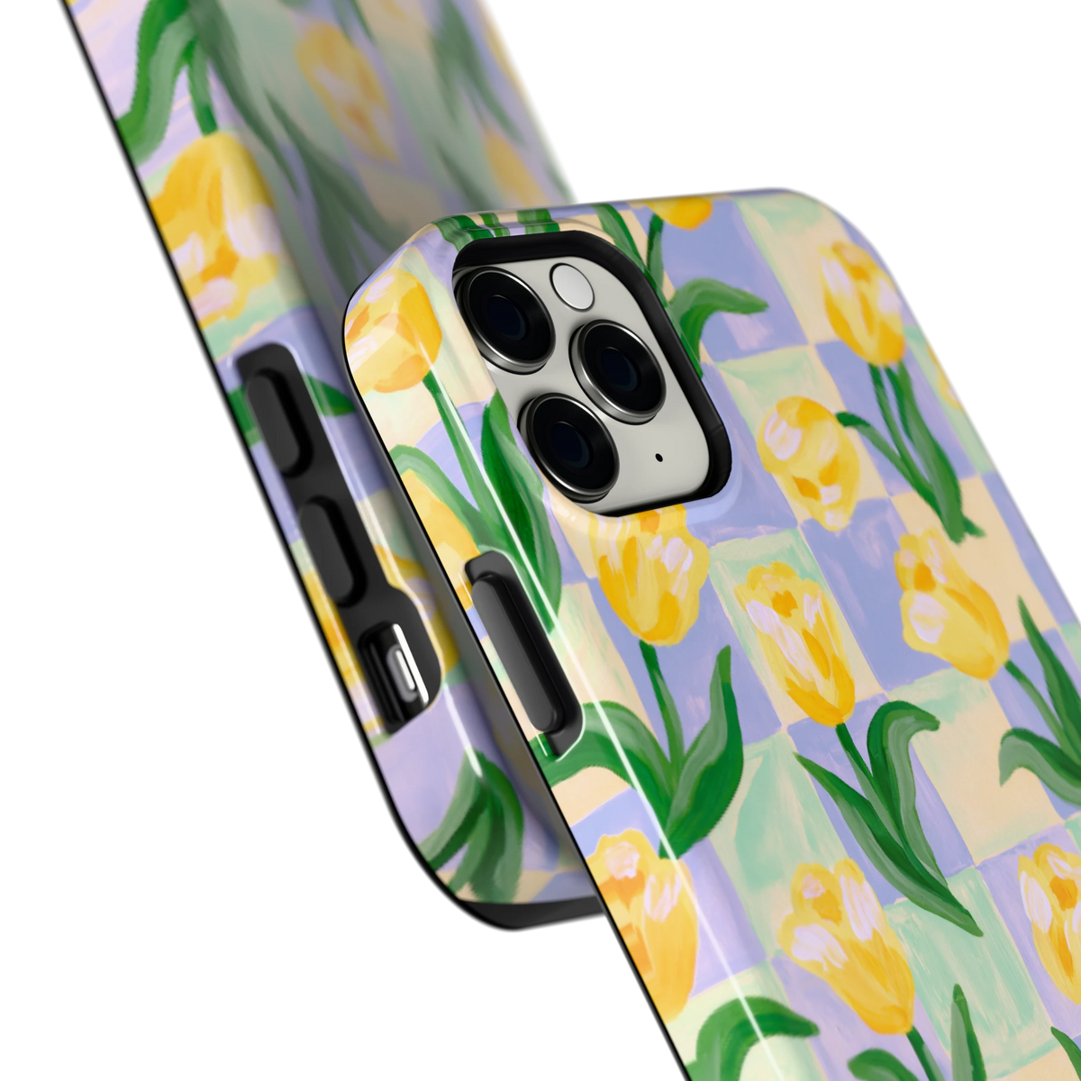 Tulpen Schaakbord hoesje voor iPhone 11 Pro Max, close-up