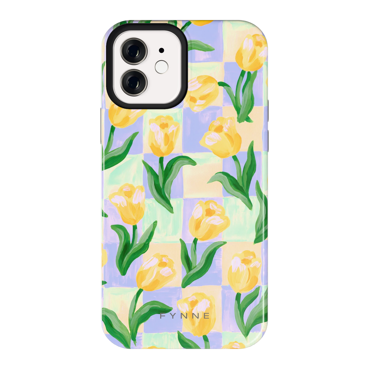 Tulpen Schaakbord hoesje voor iPhone 12, achterkant