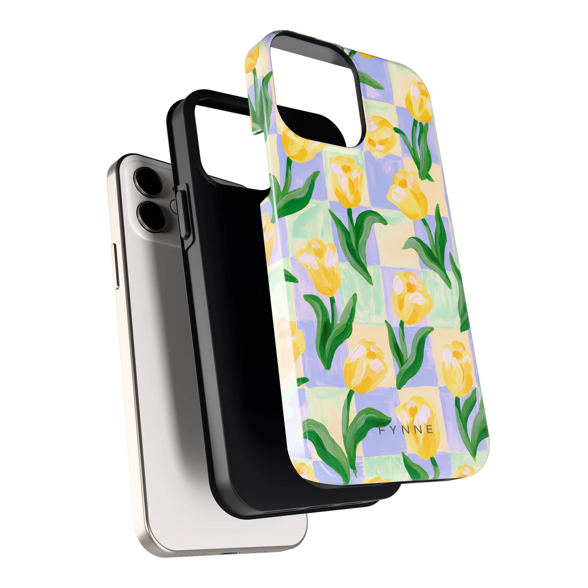 Tulpen Schaakbord hoesje voor iPhone 12, los van de telefoon