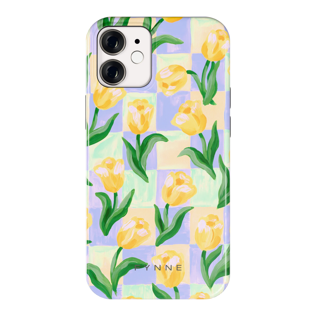 Tulpen Schaakbord hoesje voor iPhone 12 mini, achterkant