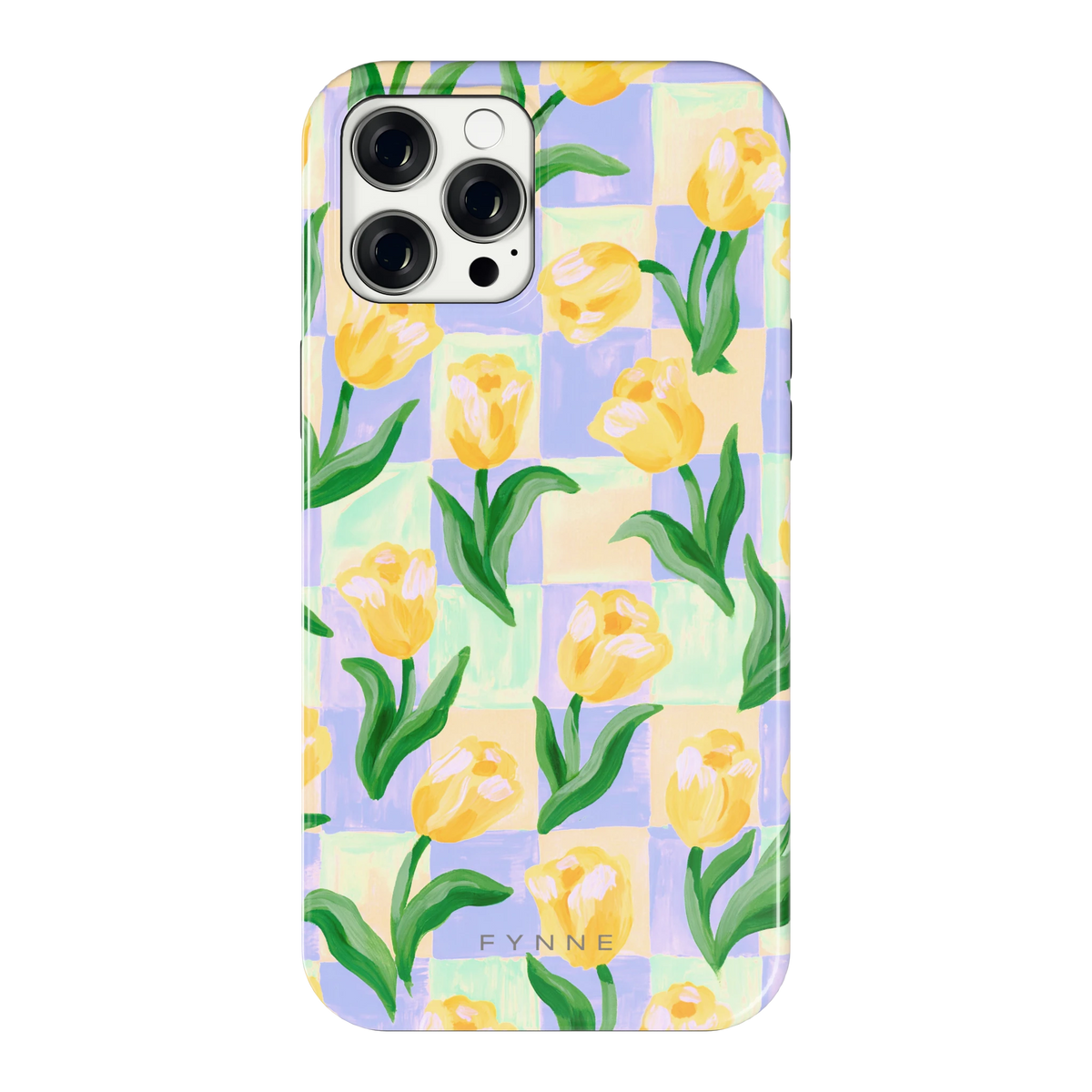 Tulpen Schaakbord hoesje voor iPhone 12 Pro Max, achterkant