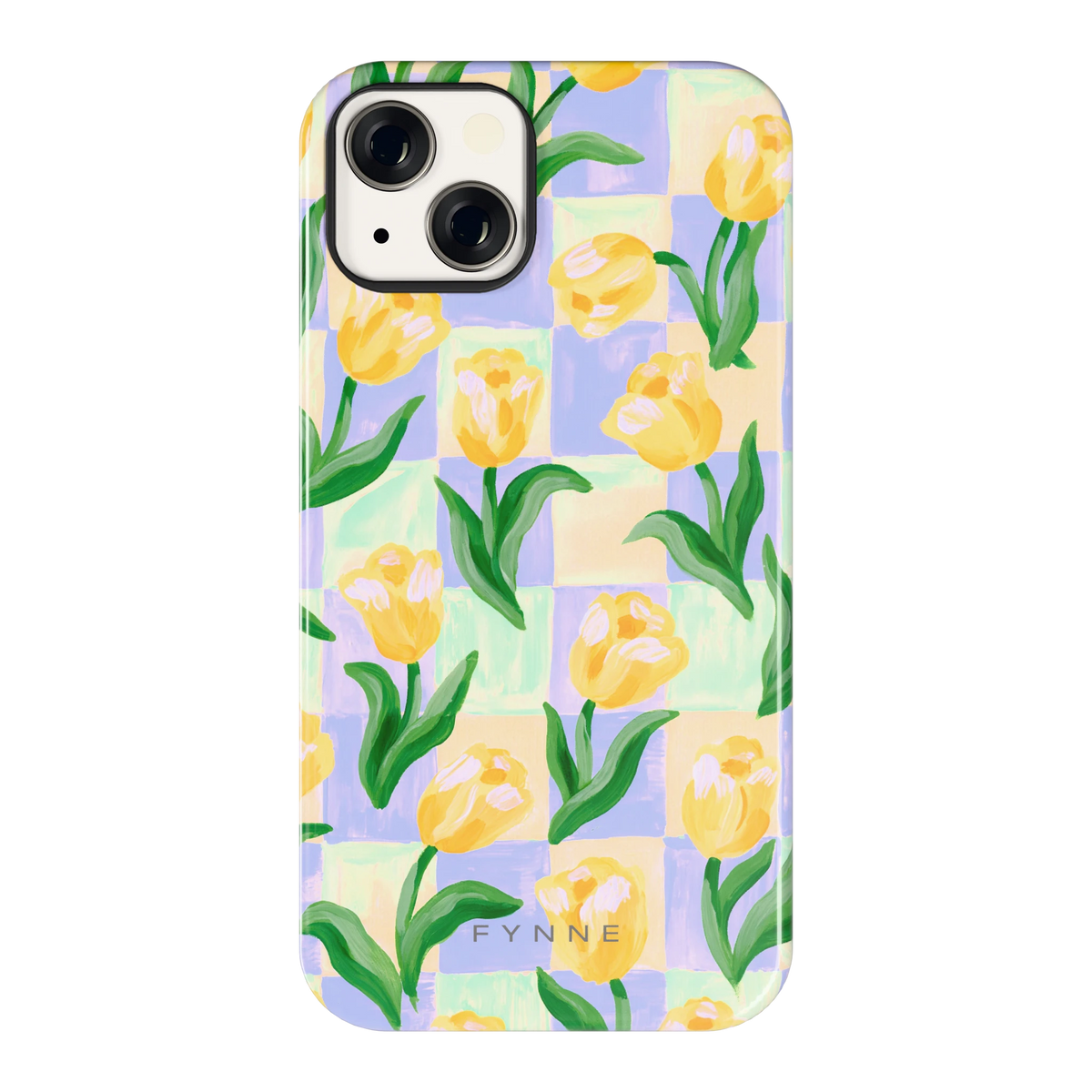 Tulpen Schaakbord hoesje voor iPhone 13, achterkant