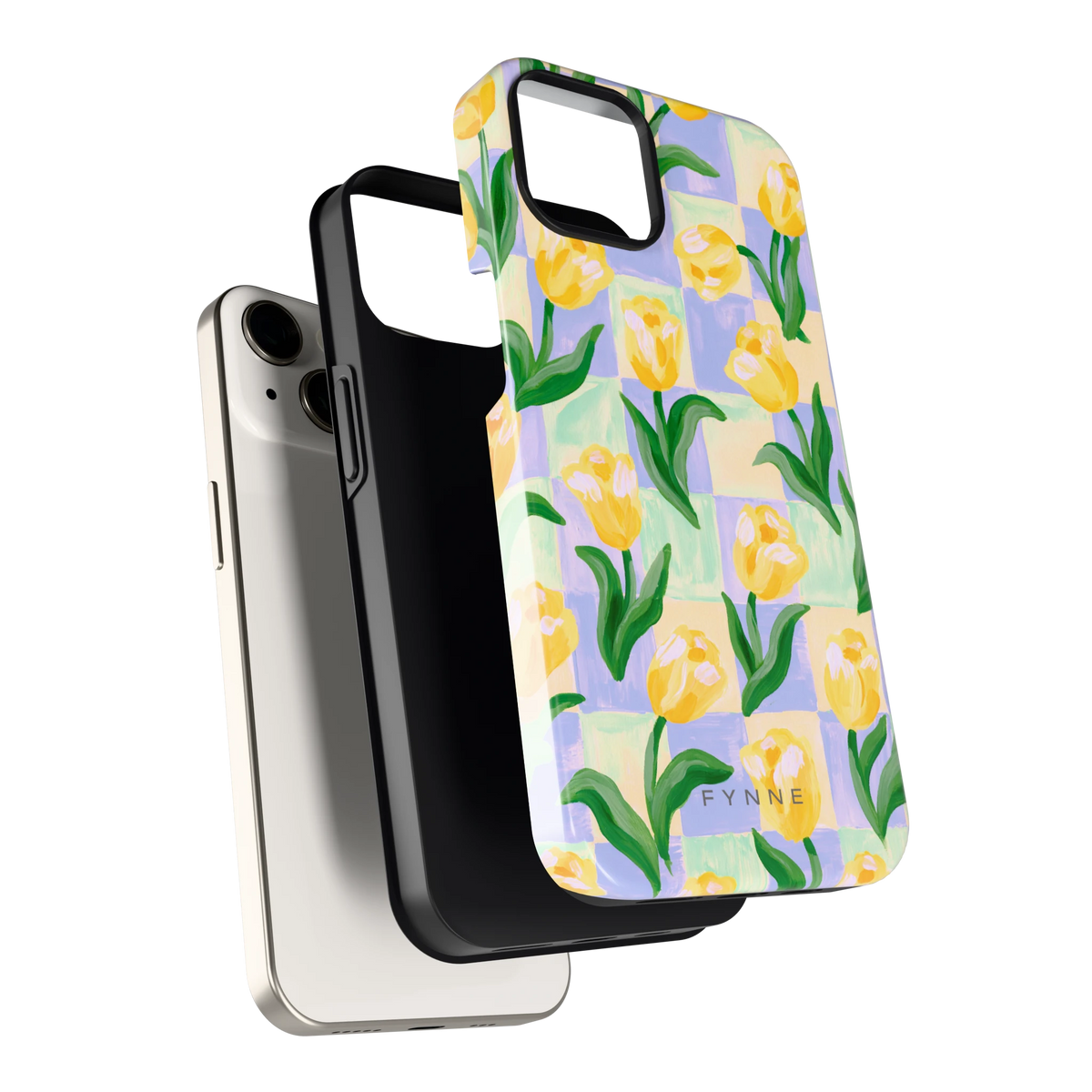 Tulpen Schaakbord hoesje voor iPhone 13, los van de telefoon