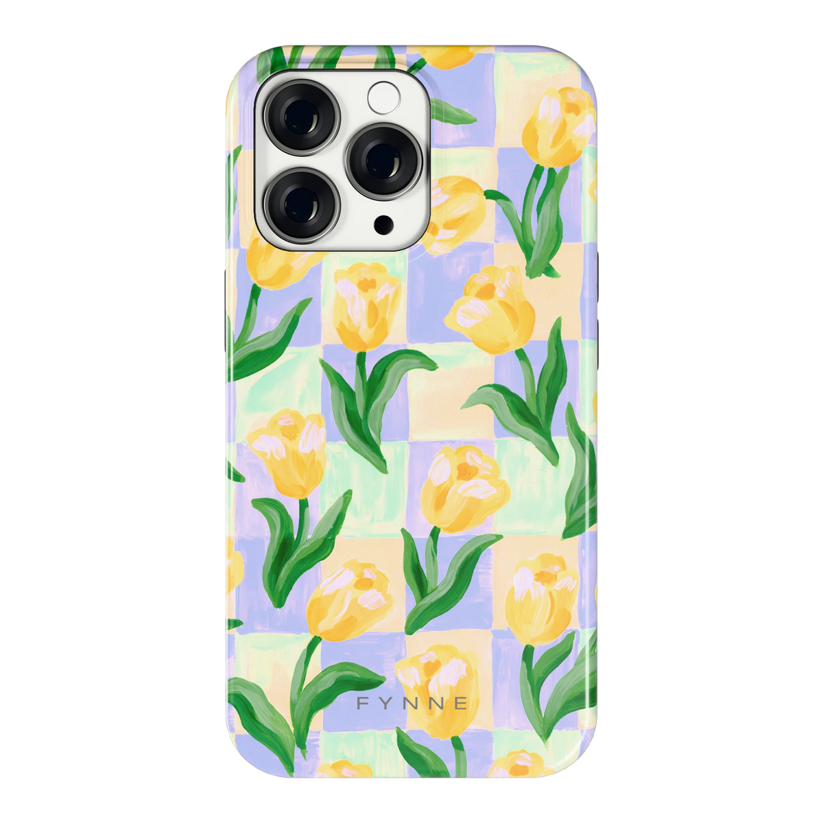 Tulpen Schaakbord hoesje voor iPhone 13 Pro, achterkant