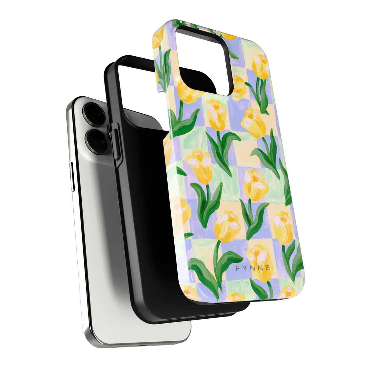 Tulpen Schaakbord hoesje voor iPhone 13 Pro, los van de telefoon