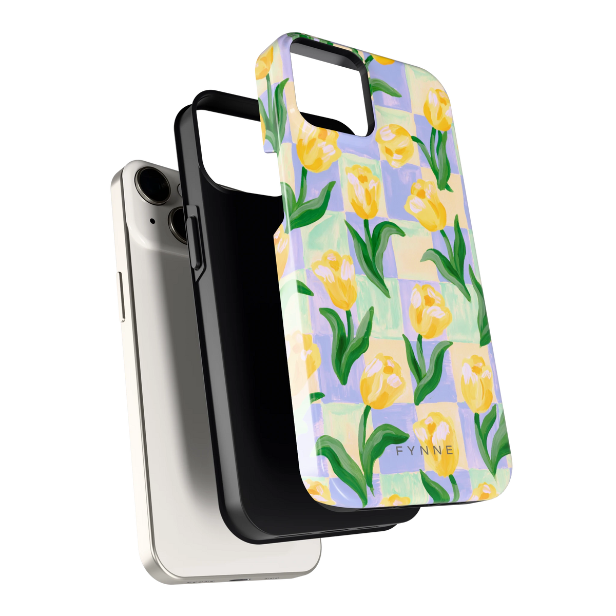 Tulpen Schaakbord hoesje voor iPhone 14, los van de telefoon