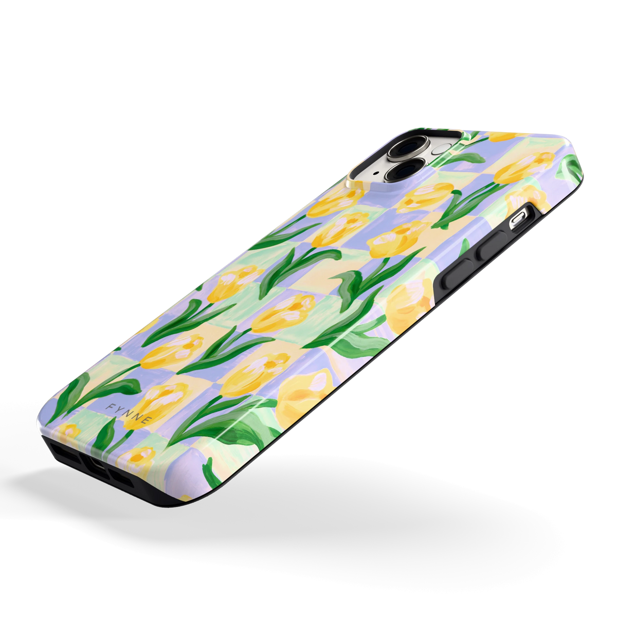 Tulpen Schaakbord hoesje voor iPhone 14 Plus, schuin