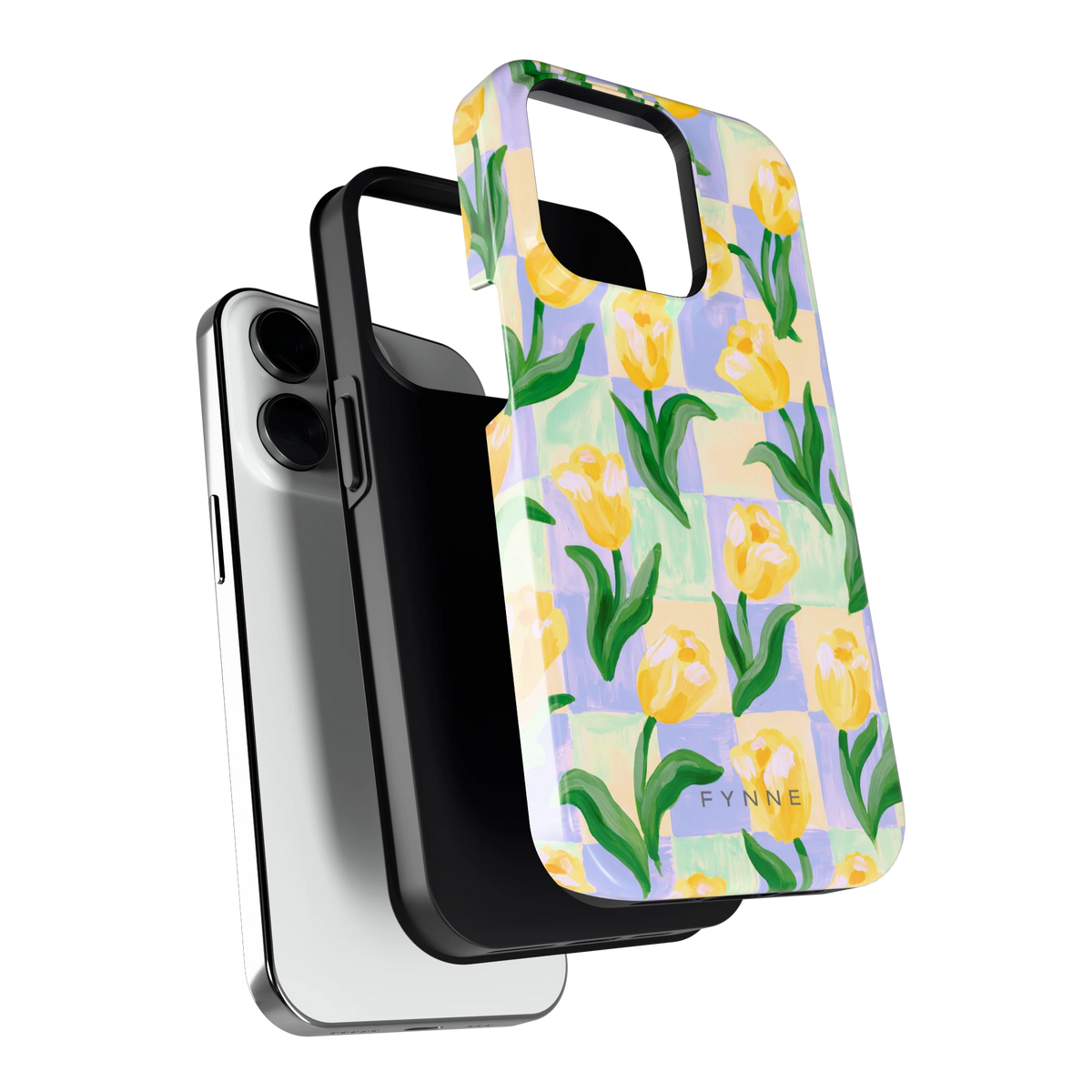 Tulpen Schaakbord hoesje voor iPhone 14 Pro, los van de telefoon