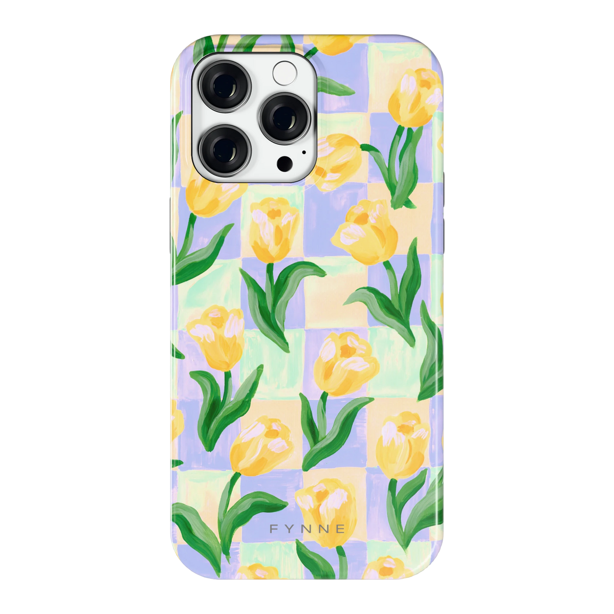Tulpen Schaakbord hoesje voor iPhone 14 Pro Max, achterkant