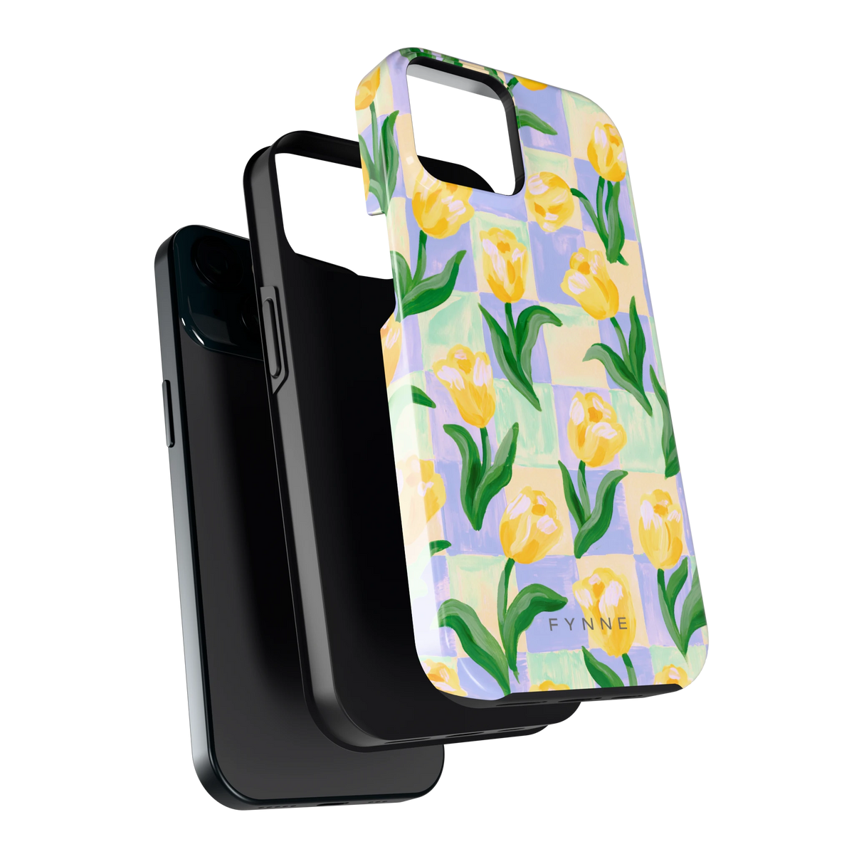 Tulpen Schaakbord hoesje voor iPhone 15, los van de telefoon