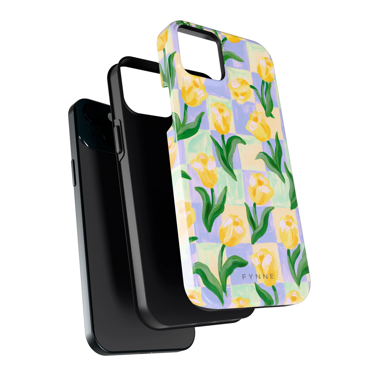 Tulpen Schaakbord hoesje voor iPhone 15 Plus, los van de telefoon