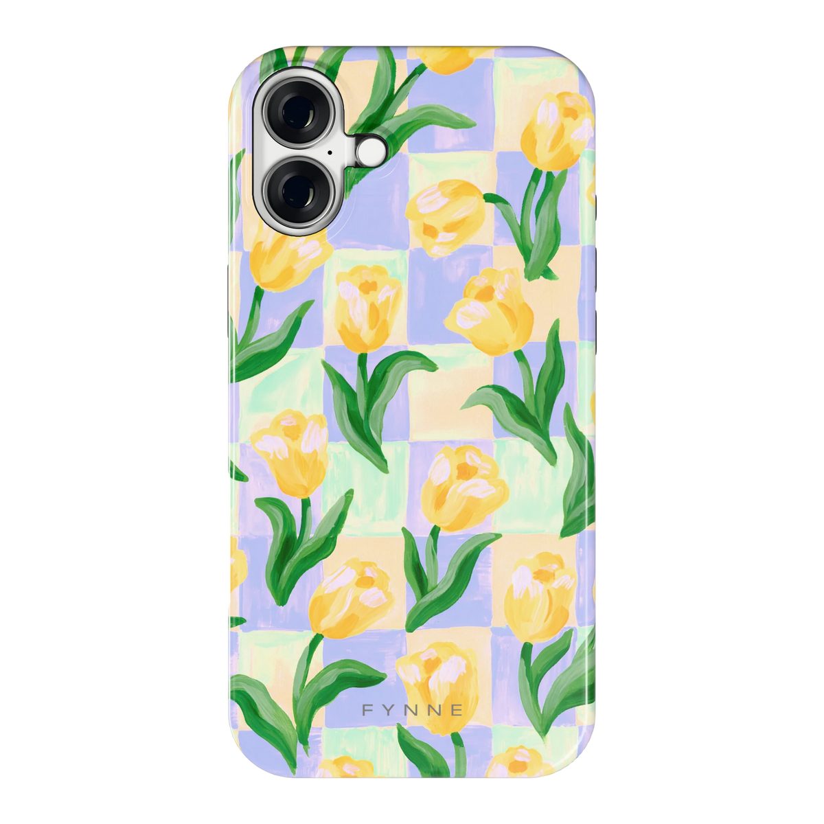 Tulpen Schaakbord hoesje voor iPhone 16 Plus, achterkant