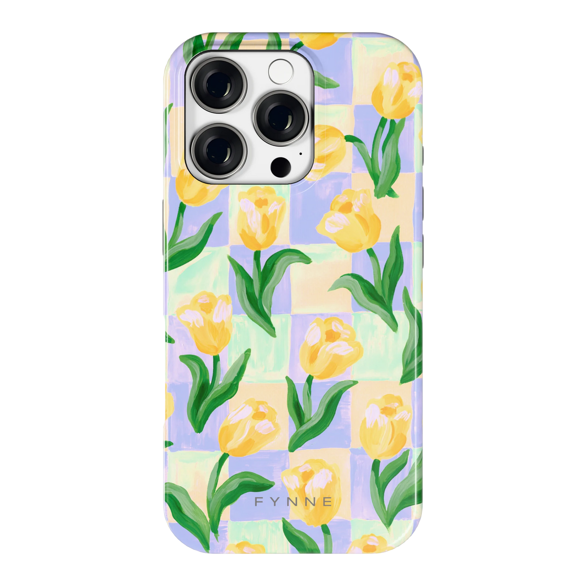 Tulpen Schaakbord hoesje voor iPhone 16 Pro, achterkant
