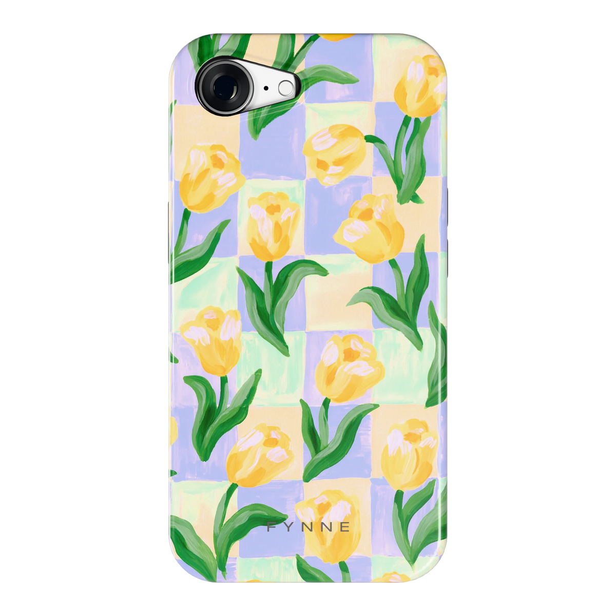Tulpen Schaakbord hoesje voor iPhone 16e, achterkant