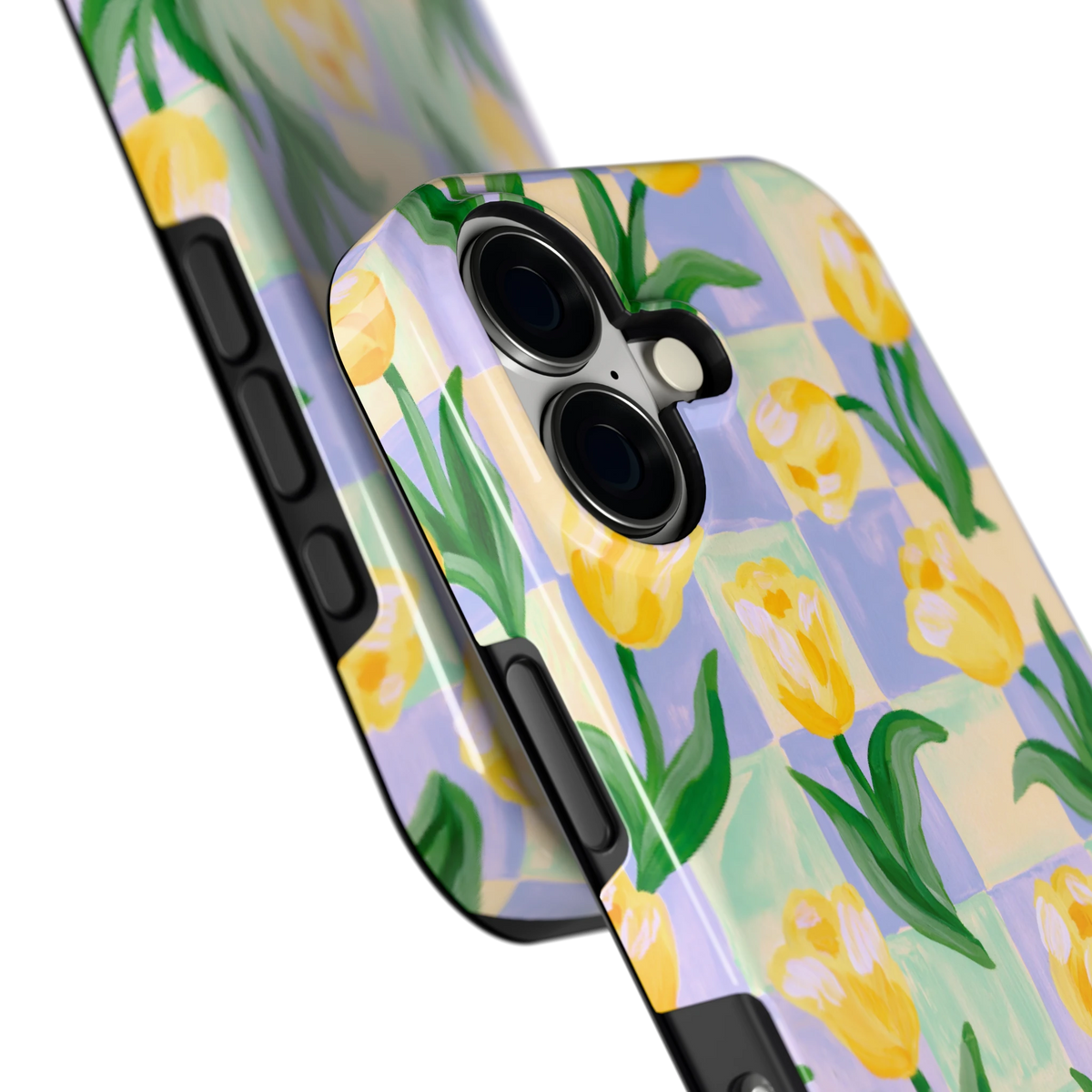 Tulpen Schaakbord hoesje voor iPhone 17, close-up