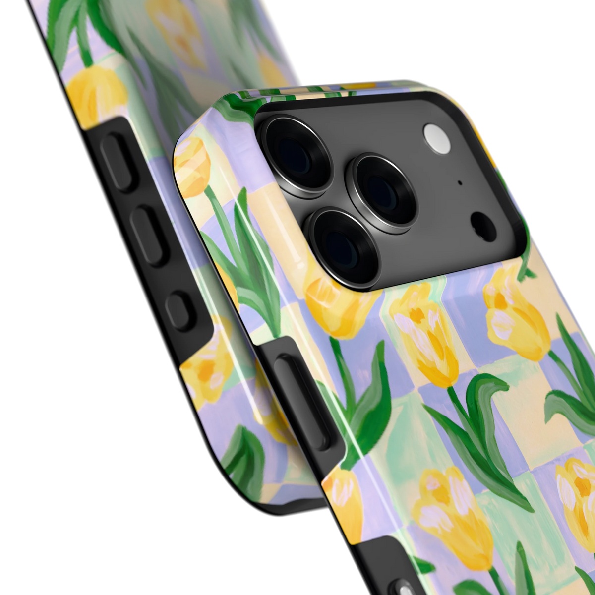 Tulpen Schaakbord hoesje voor iPhone 18 Pro, close-up