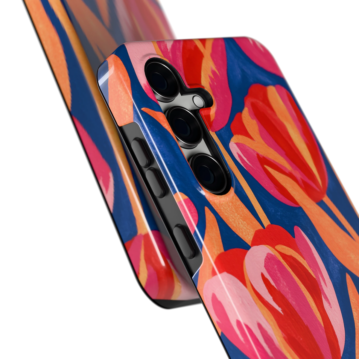 Geschilderde tulpen hoesje voor Galaxy S24 FE, close-up