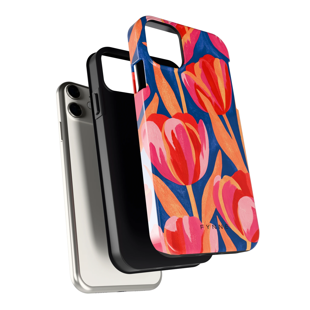 Geschilderde tulpen hoesje voor iPhone 11, los van de telefoon