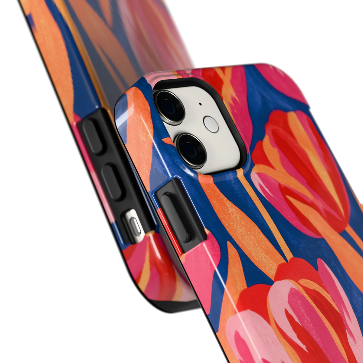 Geschilderde tulpen hoesje voor iPhone 11, close-up