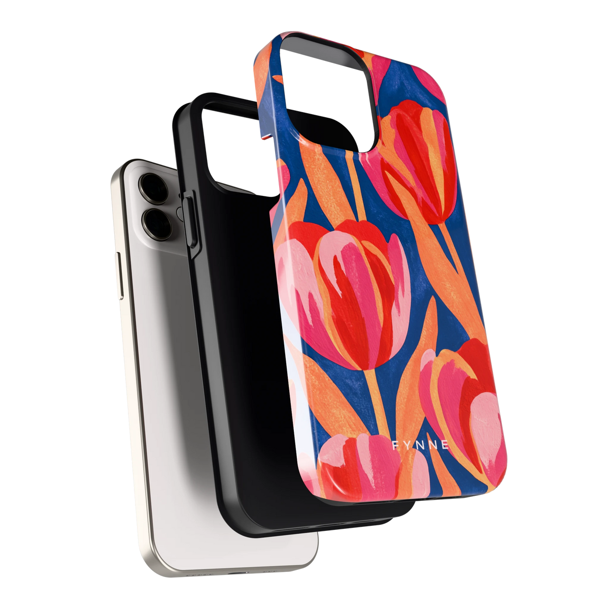 Geschilderde tulpen hoesje voor iPhone 12, los van de telefoon