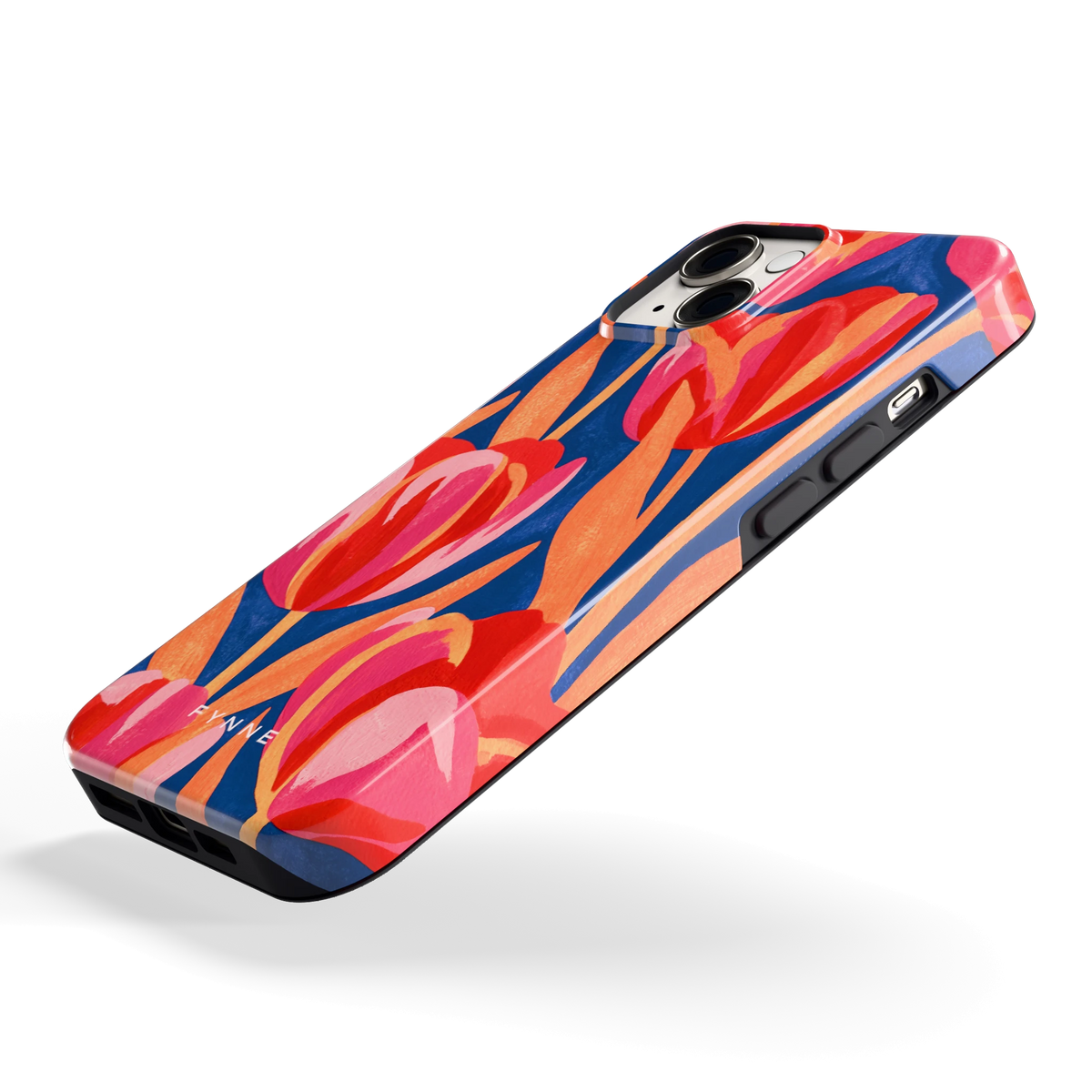 Geschilderde tulpen hoesje voor iPhone 14, schuin