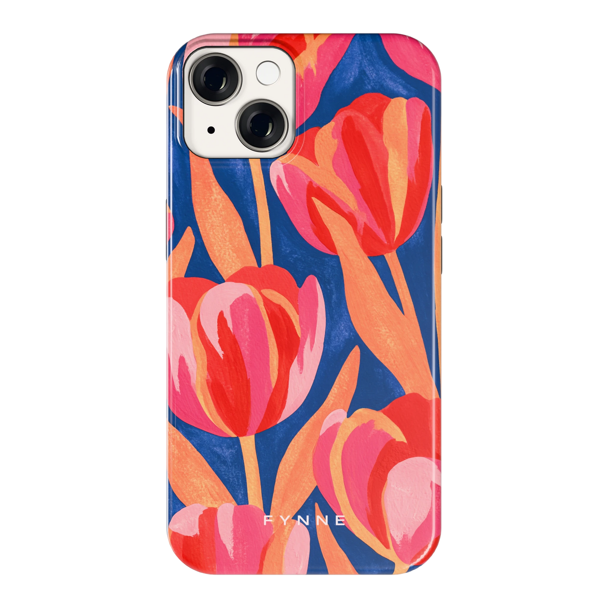 Geschilderde tulpen hoesje voor iPhone 14, achterkant
