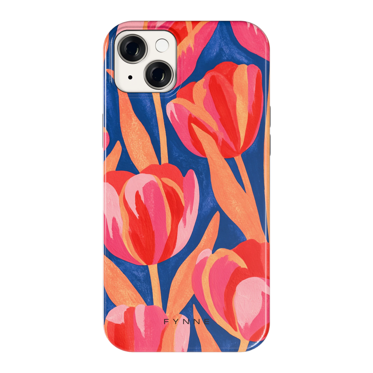 Geschilderde tulpen hoesje voor iPhone 14 Plus, achterkant