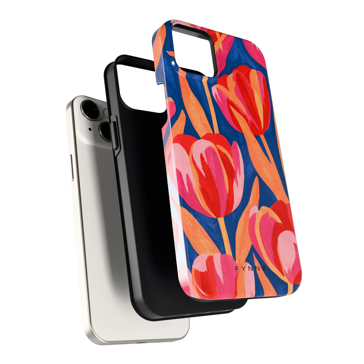 Geschilderde tulpen hoesje voor iPhone 14 Plus, los van de telefoon