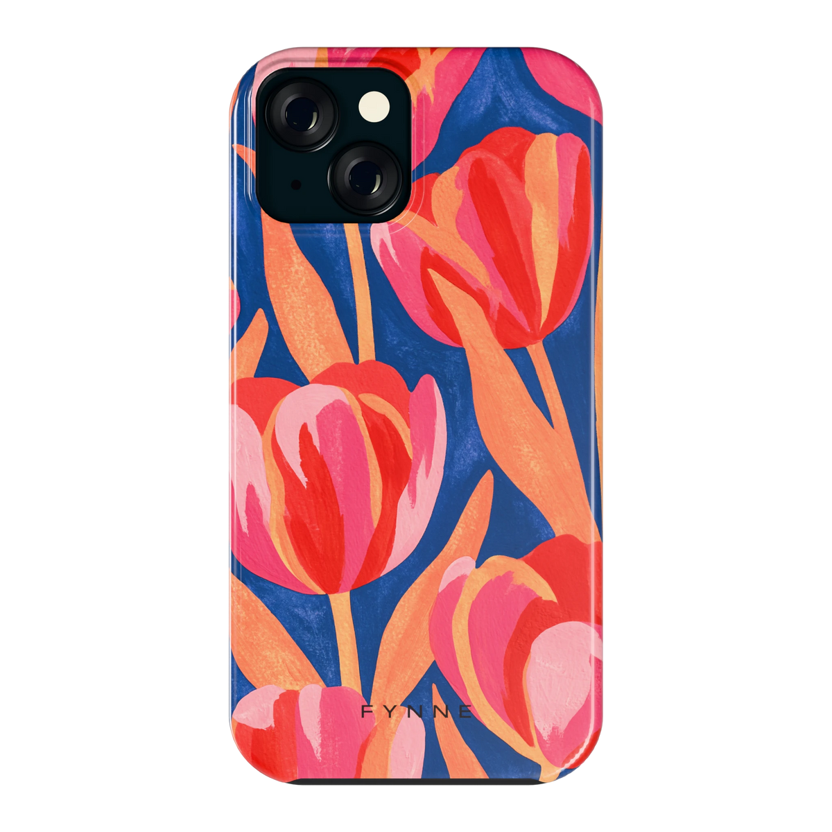 Geschilderde tulpen hoesje voor iPhone 15, achterkant