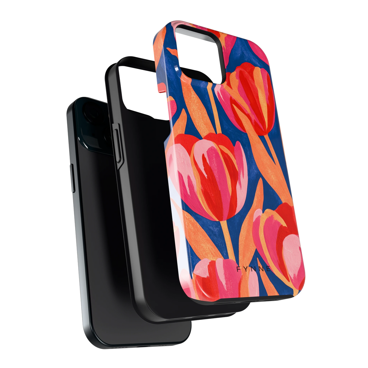 Geschilderde tulpen hoesje voor iPhone 15, los van de telefoon