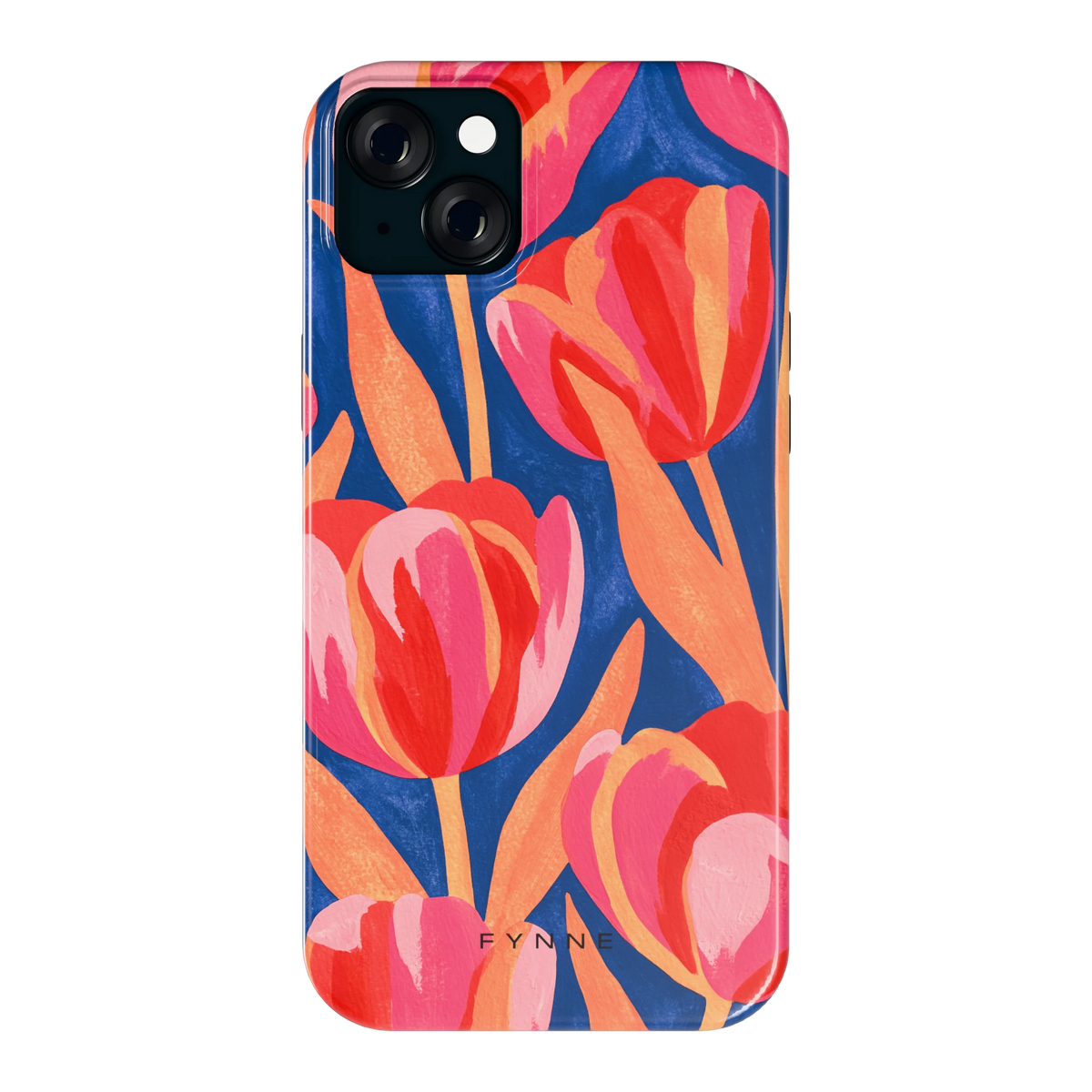 Geschilderde tulpen hoesje voor iPhone 15 Plus, achterkant