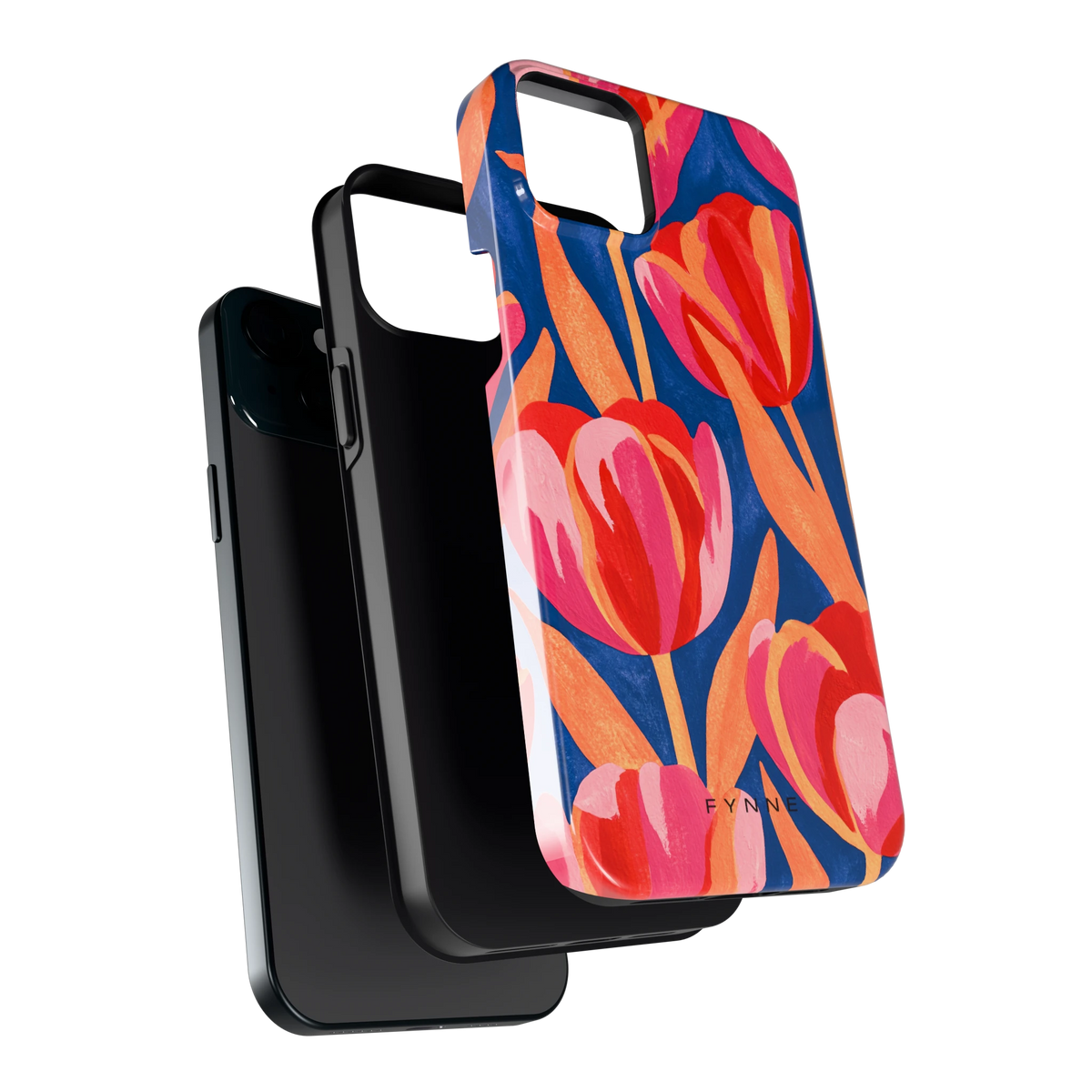 Geschilderde tulpen hoesje voor iPhone 15 Plus, los van de telefoon