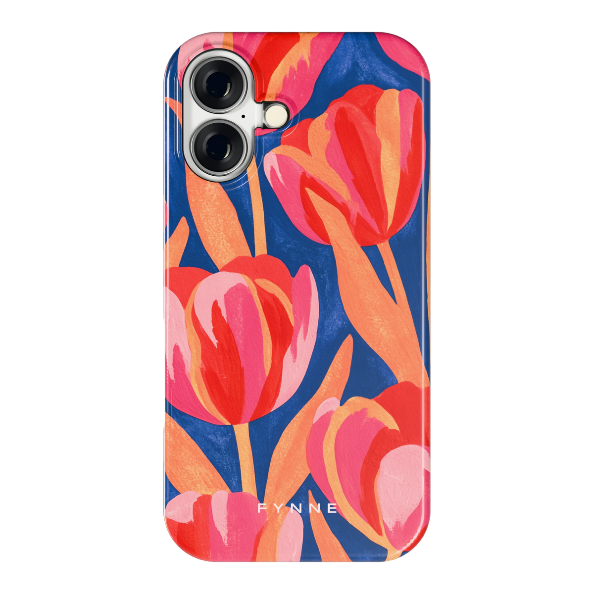Geschilderde tulpen hoesje voor iPhone 16, achterkant