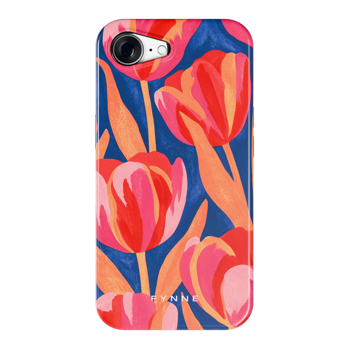 Geschilderde tulpen hoesje voor iPhone 16e, achterkant