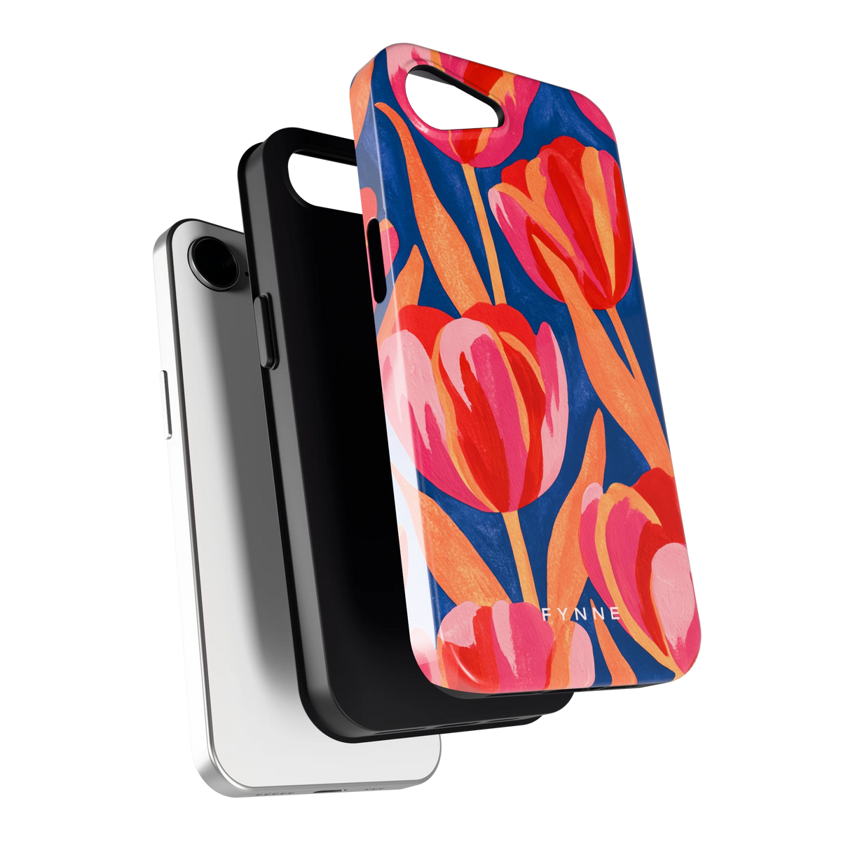 Geschilderde tulpen hoesje voor iPhone 16e, los van de telefoon