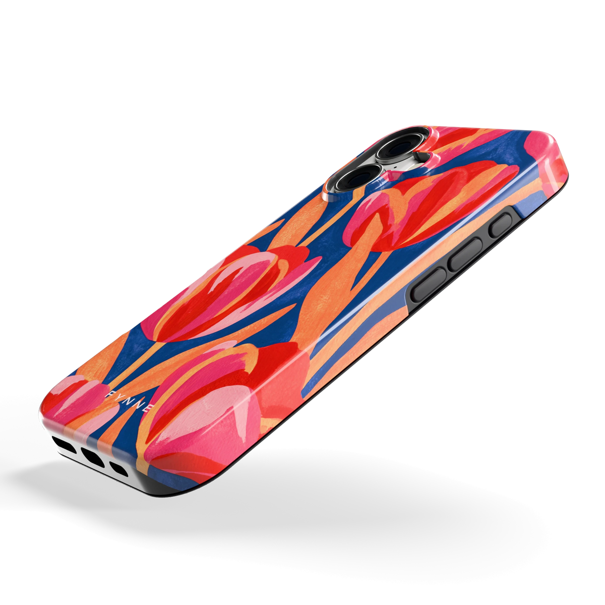 Geschilderde tulpen hoesje voor iPhone 17, schuin