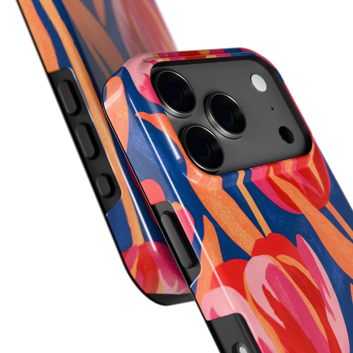 Geschilderde tulpen hoesje voor iPhone 17 Pro, close-up