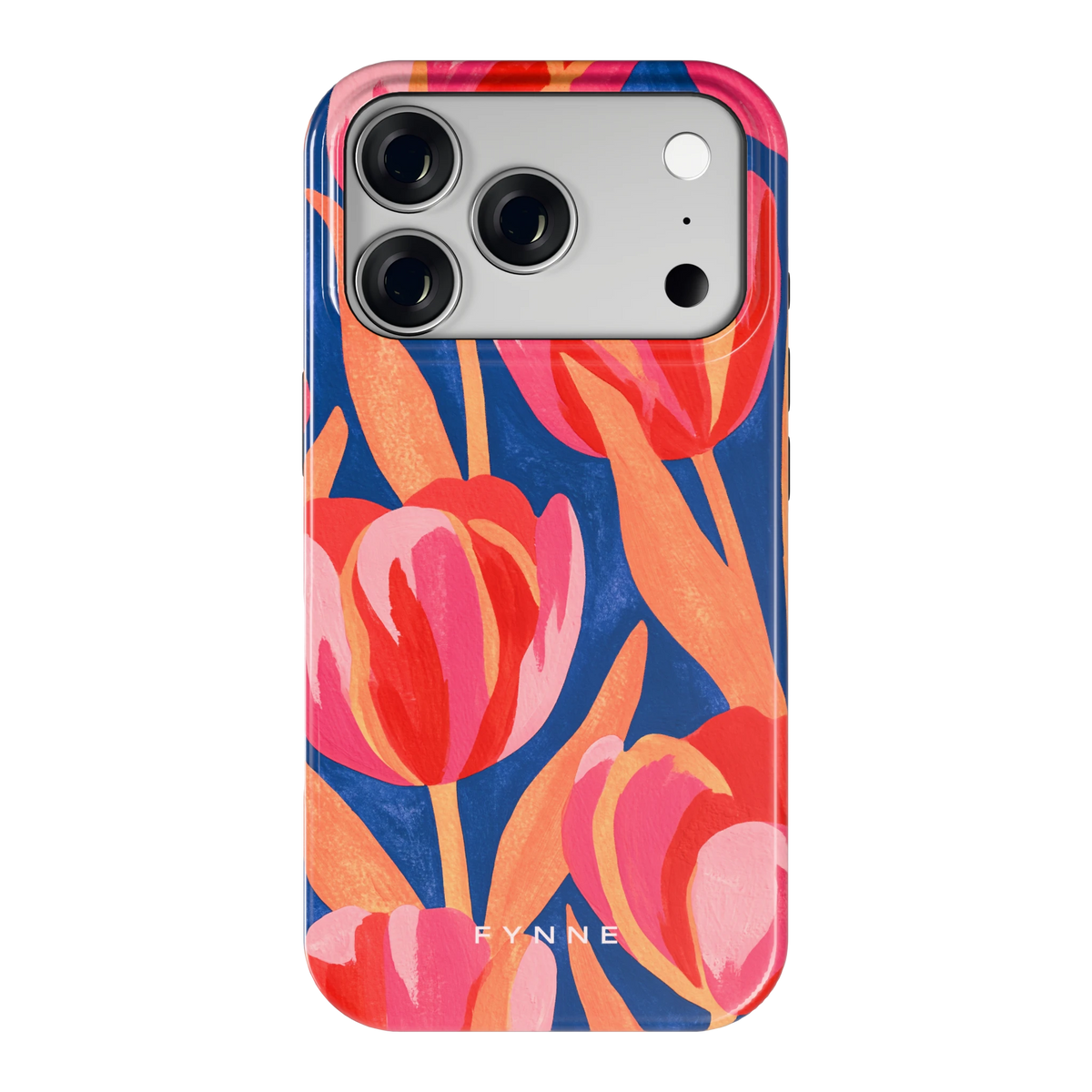 Geschilderde tulpen hoesje voor iPhone 18 Pro, achterkant