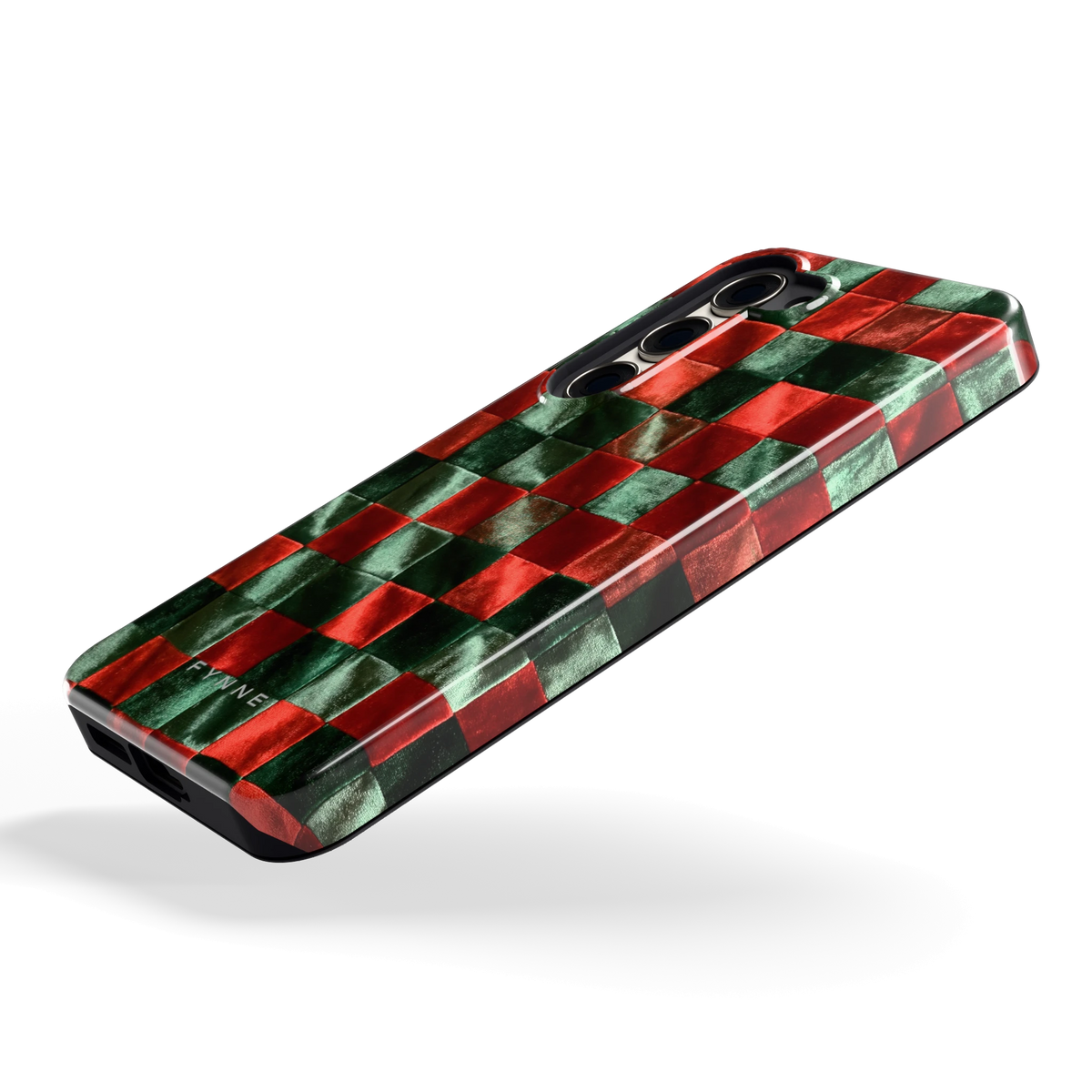 Patchwork met fluweellook hoesje voor Galaxy S23, schuin