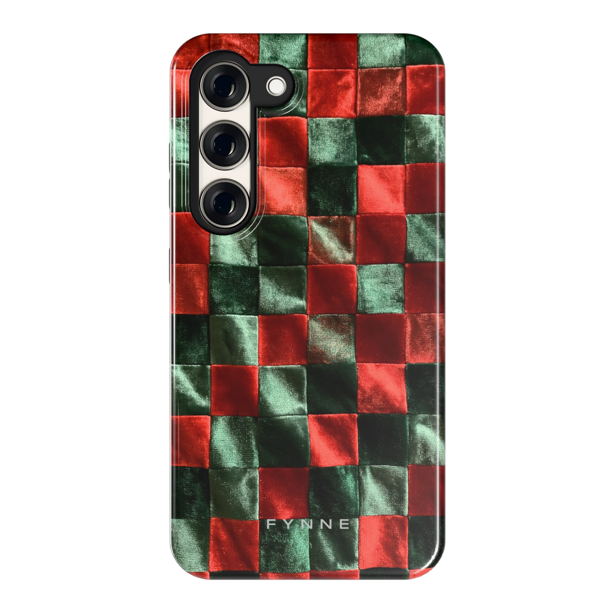 Patchwork met fluweellook hoesje voor Galaxy S23, achterkant