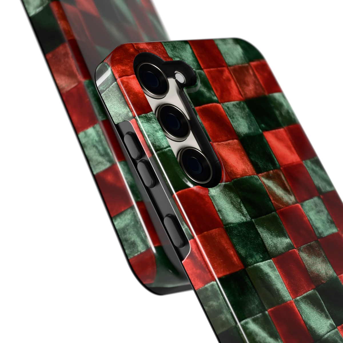 Patchwork met fluweellook hoesje voor Galaxy S23+, close-up