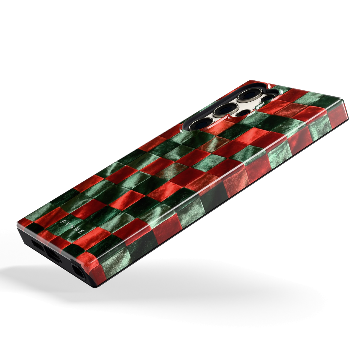 Patchwork met fluweellook hoesje voor Galaxy S23 Ultra, schuin
