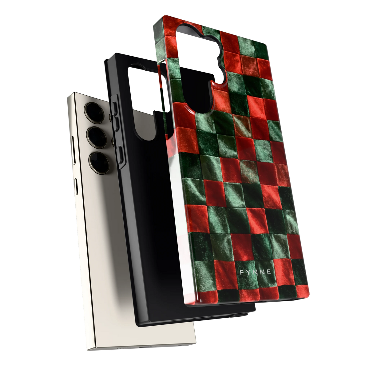Patchwork met fluweellook hoesje voor Galaxy S23 Ultra, los van de telefoon