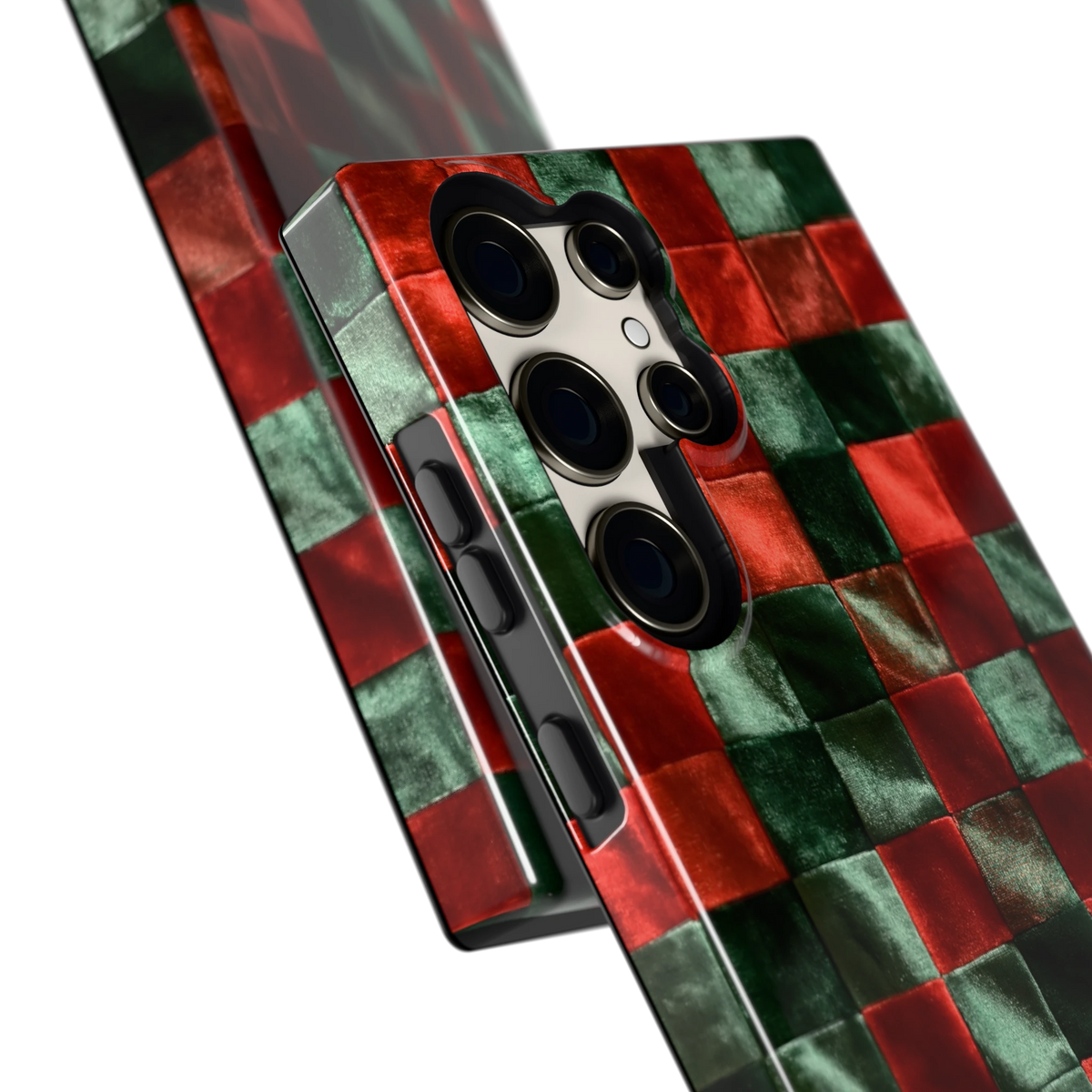 Patchwork met fluweellook hoesje voor Galaxy S23 Ultra, close-up